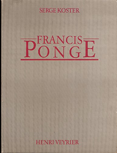 Stock image for Francis Ponge for sale by PsychoBabel & Skoob Books