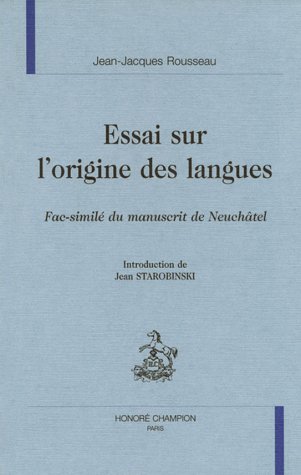 9782852038370: Essai sur l'origine des langues : Fac-simil du manuscrit de Neuchtel