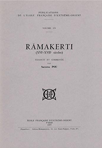 9782855390956: Ramakerti (XVIe-XVIIe sicles) (traduit et comment)