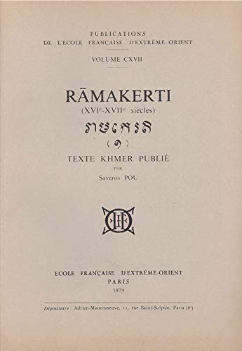 Imagen de archivo de Ramakerti (XVIe-XVIIe sicle). Texte khmer publi a la venta por Gallix