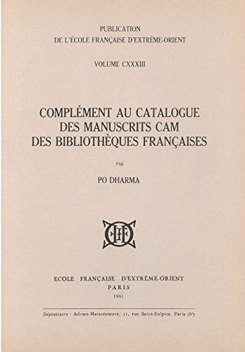 9782855397337: Complment au catalogue des manuscrits Cam des bibliothques franaises