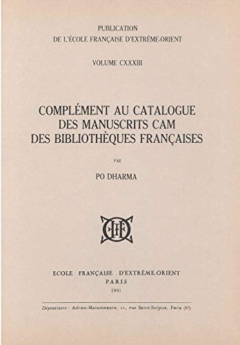 9782855397337: Complment au catalogue des manuscrits cam des bibliothques franaises