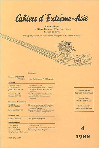 Beispielbild fr Cahiers d'Extrme-Asie n 04 (1988): Etudes taostes I / Taost Studies I (1988) zum Verkauf von Gallix