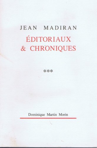 EDITORIAUX ET CHRONIQUES