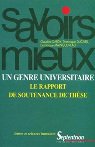 Imagen de archivo de Un genre universitaire : le rapport de soutenance de thse a la venta por Ammareal