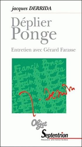 DÃ©plier Ponge (French Edition) (9782859399207) by Derrida