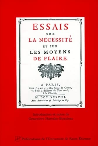 Stock image for Essais sur la ncessit et sur les moyens de plaire. Socit Franaise d'Etude du XVIIIe sicle. for sale by AUSONE