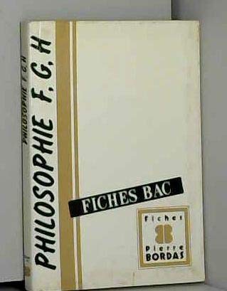 Imagen de archivo de FICHES BAC PHILOSOPHIE F/G/H a la venta por Ammareal