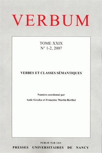 Beispielbild fr Verbum, Tome 29, n 1-2, 200 : Verbes et classes smantiques zum Verkauf von medimops