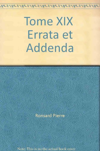 9782865030309: Oeuvres compltes, tome 19 : Errata et Addenda