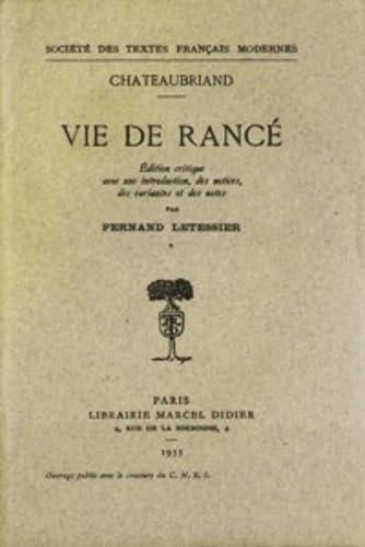 Beispielbild fr Vie de Rance (Societe Des Textes Francais Modernes) (French Edition) zum Verkauf von Gallix