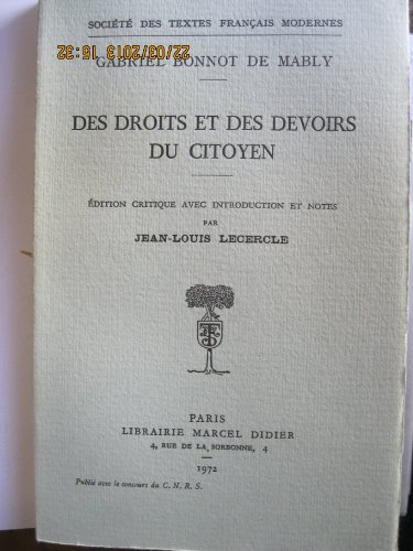 9782865031481: Des Droits Et Des Devoirs Du Citoyen: 148 (Societe Des Textes Francais Modernes)