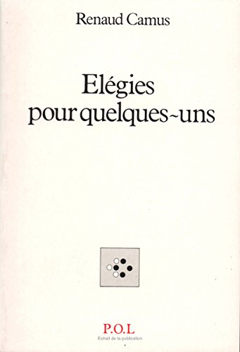 Stock image for Elegies pour quelques-uns for sale by Librairie Laumiere