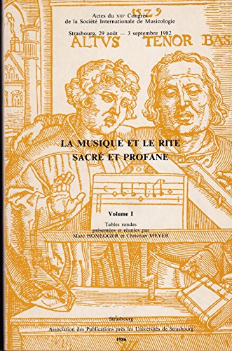 Stock image for La Musique et le Rite Sacre et Profane Vol. I ONLY French, English and German for sale by RPL Library Store