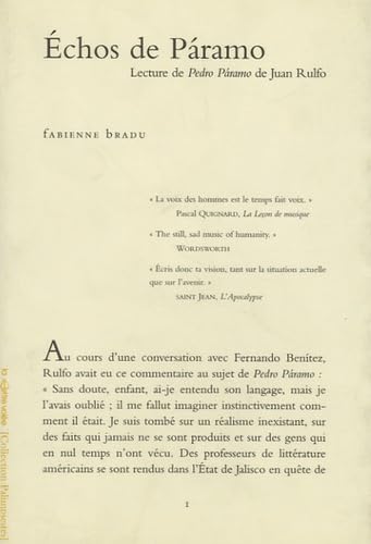 9782873170448: Echos de Paramo: Lecture de Pedro Paramo de Juan Rulfo