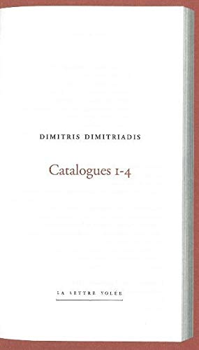 Beispielbild fr Catalogues I-4 [Broch] Dimitriadis, Dimitri zum Verkauf von BIBLIO-NET