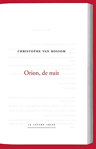 Beispielbild fr Orion, de Nuit [Broch] Van Rossom, Christophe zum Verkauf von BIBLIO-NET