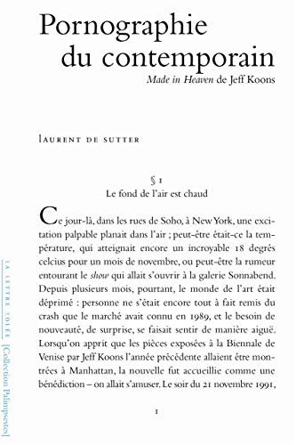 Beispielbild fr Pornographie du contemporain: "Made in heaven" de Jeff Koons zum Verkauf von Gallix