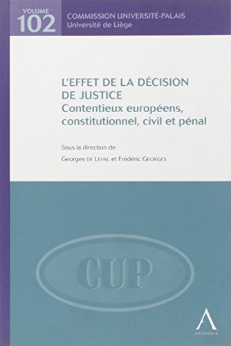 Beispielbild fr L'effet de la dcision de justice : Contentieux europens, constitutionnel, civil et pnal zum Verkauf von Revaluation Books