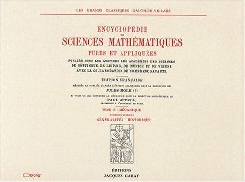 Beispielbild fr Encyclopdie des sciences mathmatiques, tome IV-volume 1 zum Verkauf von Ammareal