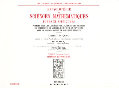 Imagen de archivo de Encyclopdie des sciences mathmatiques, tome IV-volume 5 a la venta por Ammareal