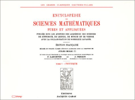 Beispielbild fr Encyclopdie des sciences mathmatiques, tome V zum Verkauf von Ammareal