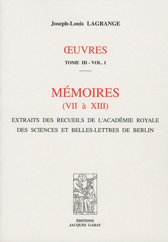 MEMOIRES DE BERLIN (VII à XXII), Oeuvres, t. III, 1869 (2 vol.)