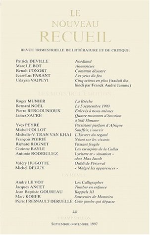 Beispielbild fr Le Nouveau Recueil zum Verkauf von A TOUT LIVRE