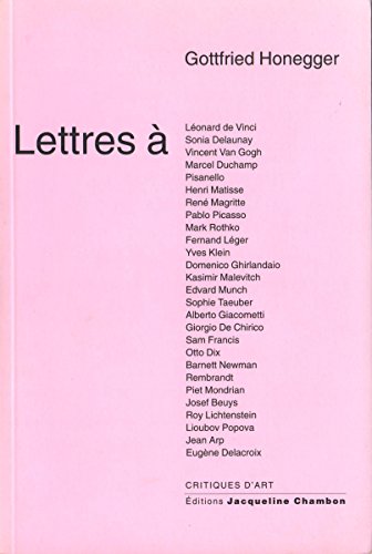 LETTRE A ... (9782877112505) by Honegger, Gottfried