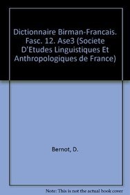 9782877230100: Dictionnaire Birman-francais. Fasc. 12. Ase3