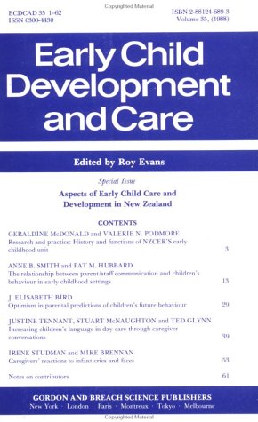 Aspects Of Early Child Care De (9782881246890) by Evans, R.