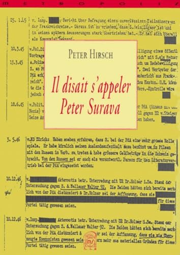 Il Disait S'Appeler Peter Surava (9782883400832) by Hirsch, Peter