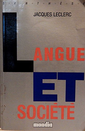 Stock image for Langue et Socit for sale by Better World Books