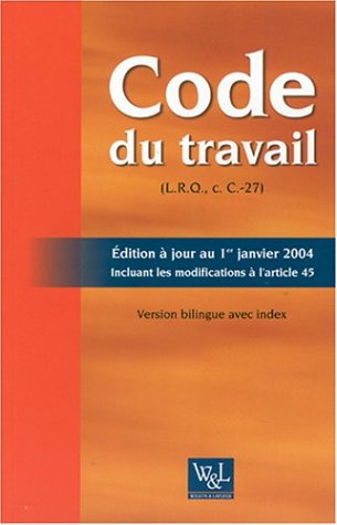 Beispielbild fr CODE DU TRAVAIL BILINGUE EDIT zum Verkauf von Better World Books Ltd