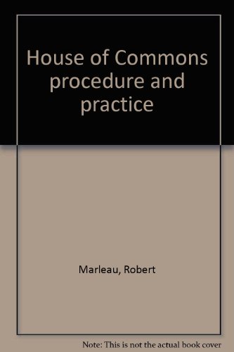 Beispielbild fr House of Commons Procedure and Practice zum Verkauf von Better World Books
