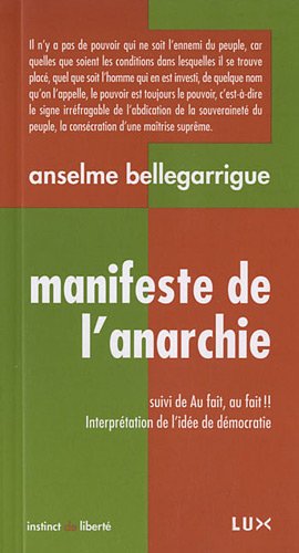 Beispielbild fr Manifeste de l'anarchie zum Verkauf von medimops