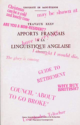 Beispielbild fr Apports Francais a la Linguistique Anglaise - Domaine Anglais, zum Verkauf von Books+