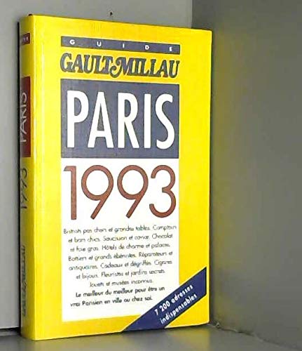 Stock image for Guide Gault et Millau Paris : Edition 1992 for sale by medimops