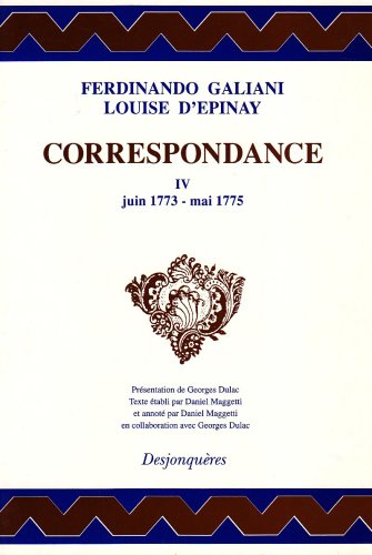 Stock image for CORRESPONDANCE TOME IV (JUIN 1773-MAI 1775) for sale by Gallix