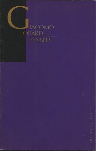 PENSEES (9782904235719) by LEOPARDI, Giacomo