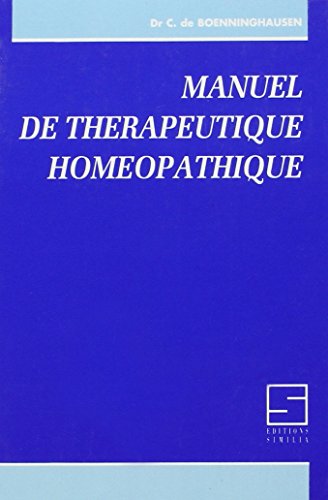 Beispielbild fr Manuel de thrapeutique homopathique zum Verkauf von medimops