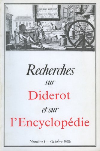 Beispielbild fr RECHERCHES SUR DIDEROT et Sur l'Encyclopedie Numero 1 zum Verkauf von Orca Knowledge Systems, Inc.