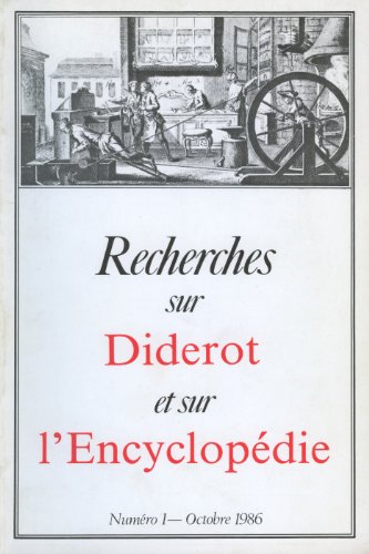 Stock image for RECHERCHES SUR DIDEROT et Sur l'Encyclopedie Numero 1 for sale by Orca Knowledge Systems, Inc.