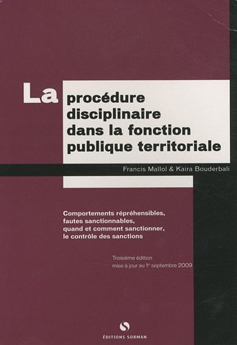 Stock image for La procdure disciplinaire dans la fonction publique territoriale for sale by Ammareal