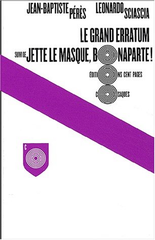 9782906724815: Le Grand erratum suivi de "Jette le masque, Bonaparte !"