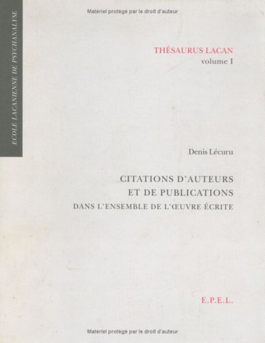 Stock image for THESAURUS LACAN VOLUME 1 (0001) for sale by Gallix