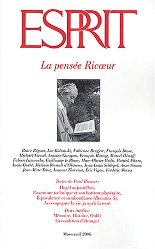 Imagen de archivo de Esprit, N 323, Mars-Avril 2 : La pense Ricoeur a la venta por medimops