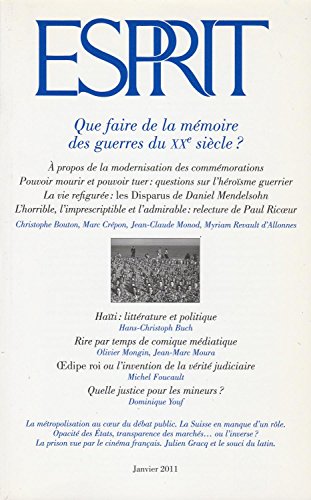 Stock image for Esprit - Que faire de la mmoire des guerres du xxme sicle ?: Janvier 2011 for sale by pompon