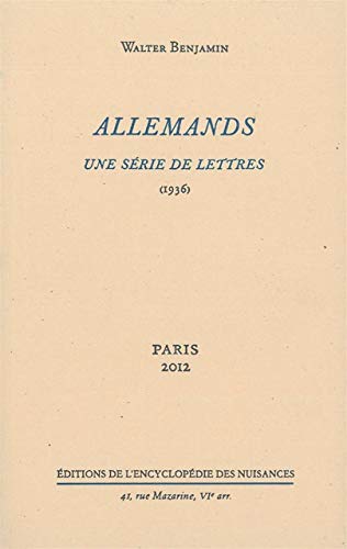 Beispielbild fr Allemands : Une Srie De Lettres (1936) zum Verkauf von RECYCLIVRE