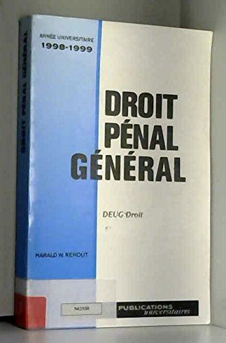 Imagen de archivo de DROIT PENAL GENERAL DEUG DROIT. : Anne universitaire 1998-1999 a la venta por Ammareal